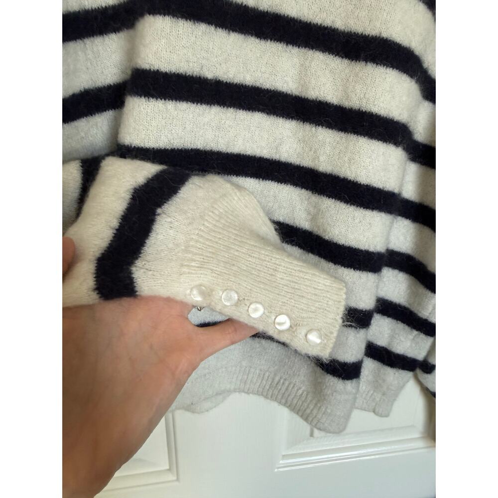 Sezane Louise Wool Mohair Striped Jumper Sweater Navy White Small - Picture 5 of 7